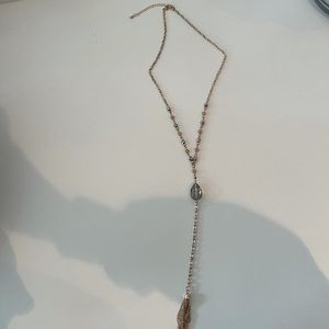 Anthropologie Glass Bead Tassel Necklace